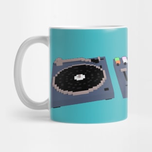 DJ Two Turntables and a controller 8 BIt Pixel Voxel Graphic Mug